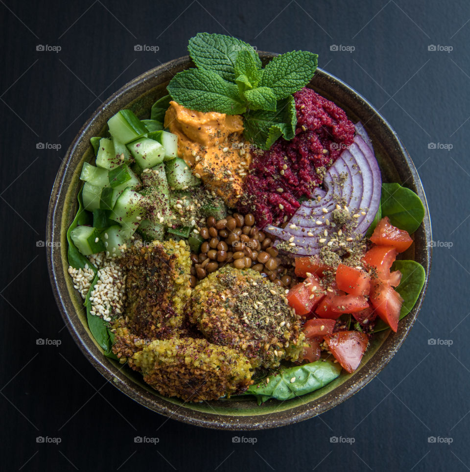 Homemade falafel bowl 