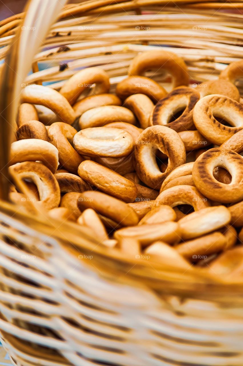 Round bread rings in a basket