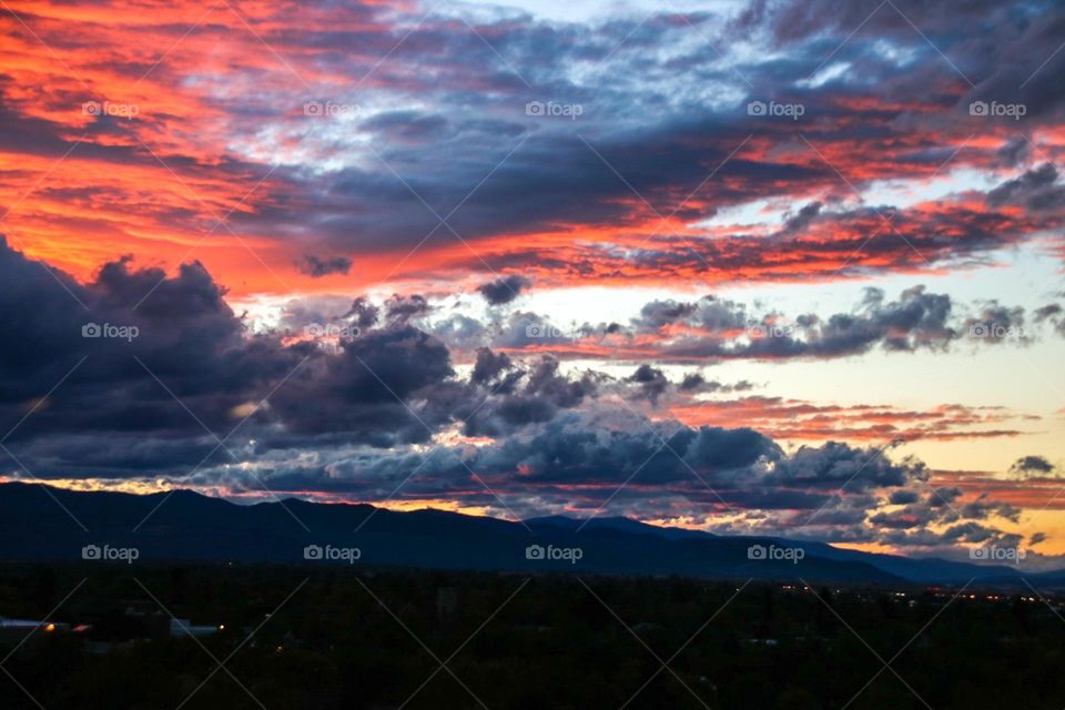 Colorful sunset in Missoula, Montana. 