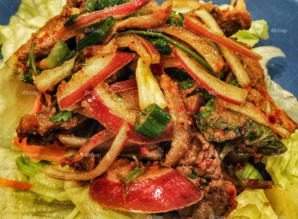 Spicy Thai Steak Salad. Thai Larb Salad