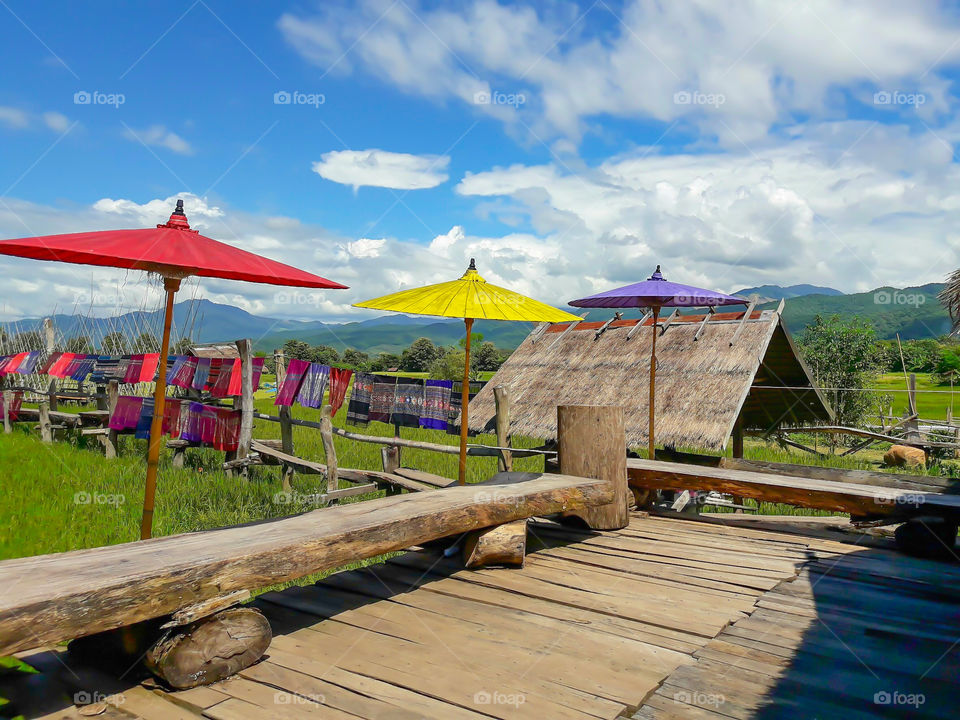 The coffee shop on the rice paddies that are attractions Amphoe PUA, Nan province.