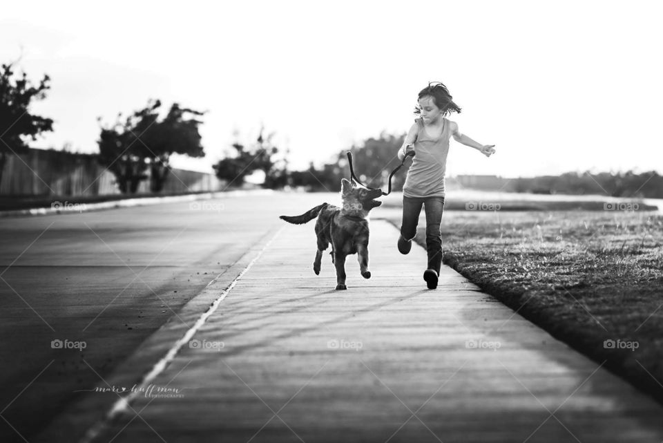 girl and her dog