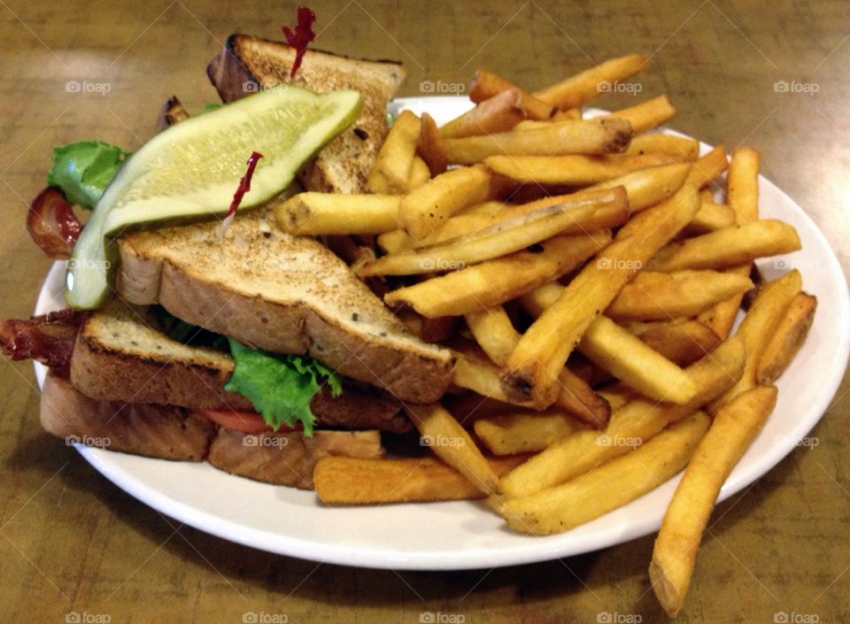 Sandwich and fries lunch