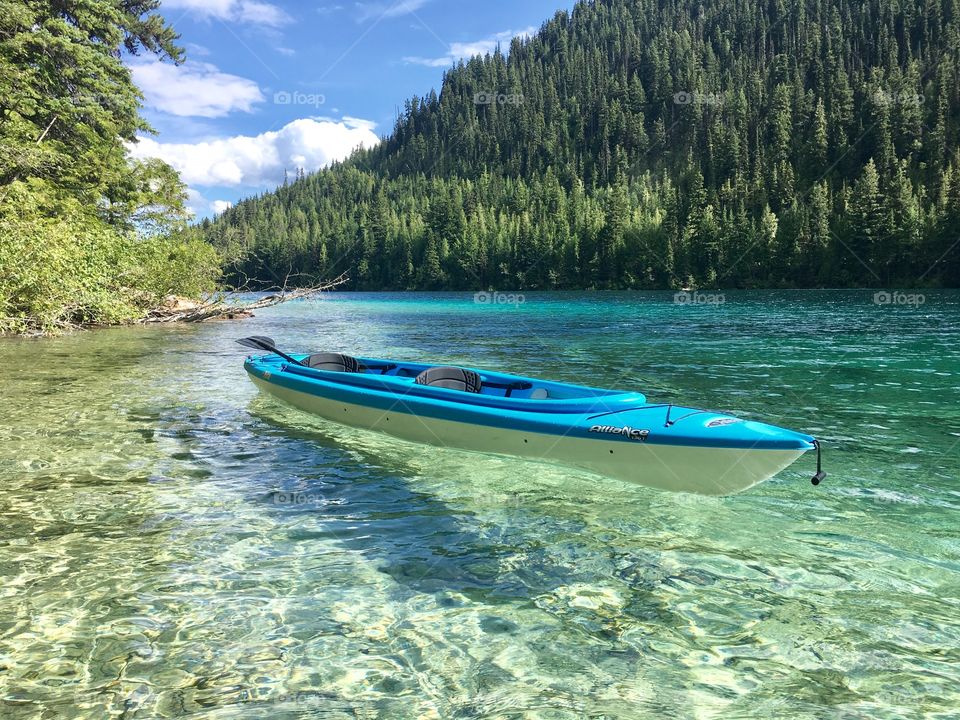  Kayak on the lake near Kamloops, British Columbia, Canada. 