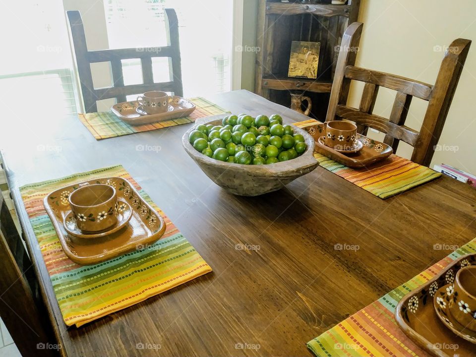 table with home grown limes
