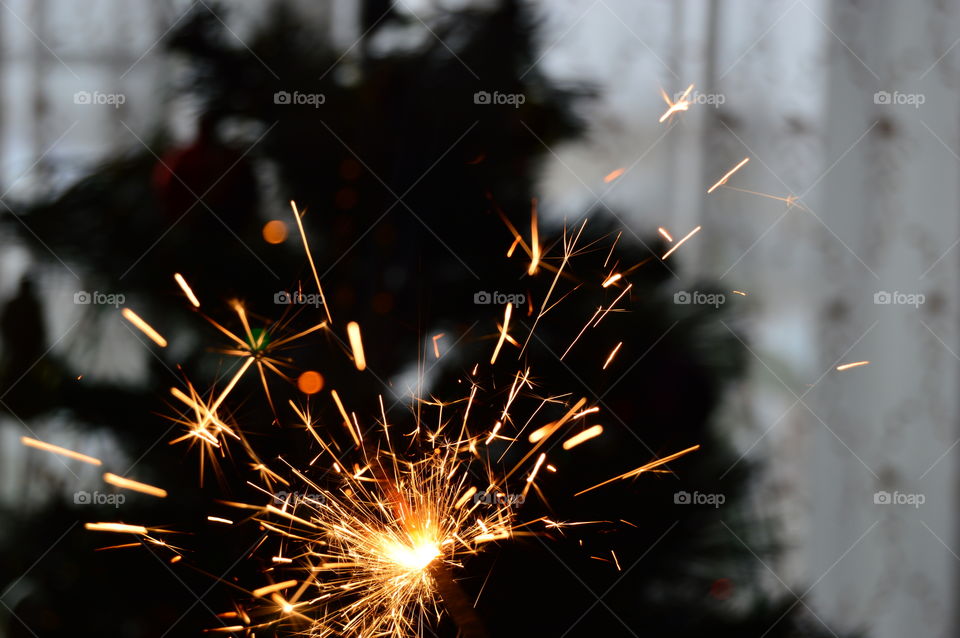 New Year, Christmas, toy, garland, tinsel, sparkler,