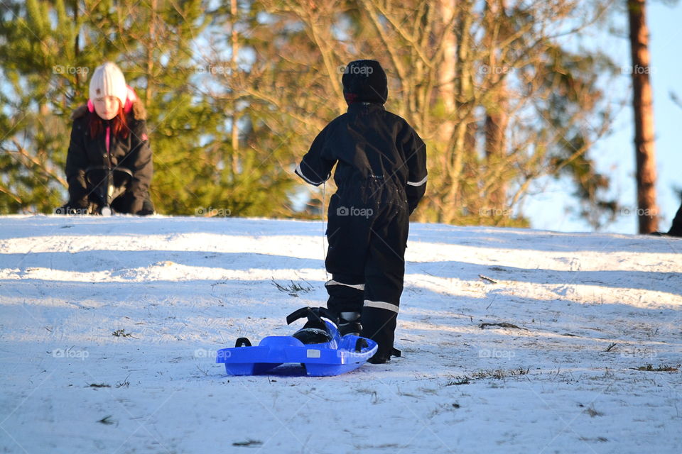 Children sledding