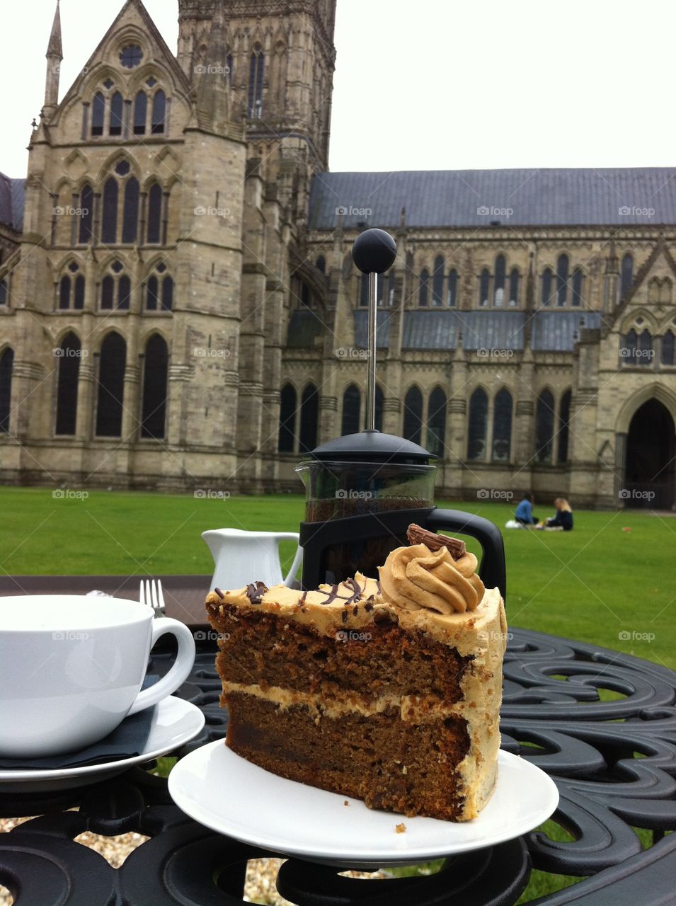 Coffee and cake. Coffee and cake at Salisbury Cathedral 
