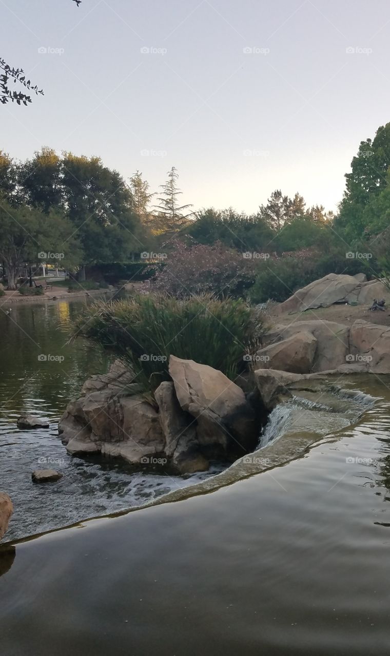 stream, pond, rocks, water,