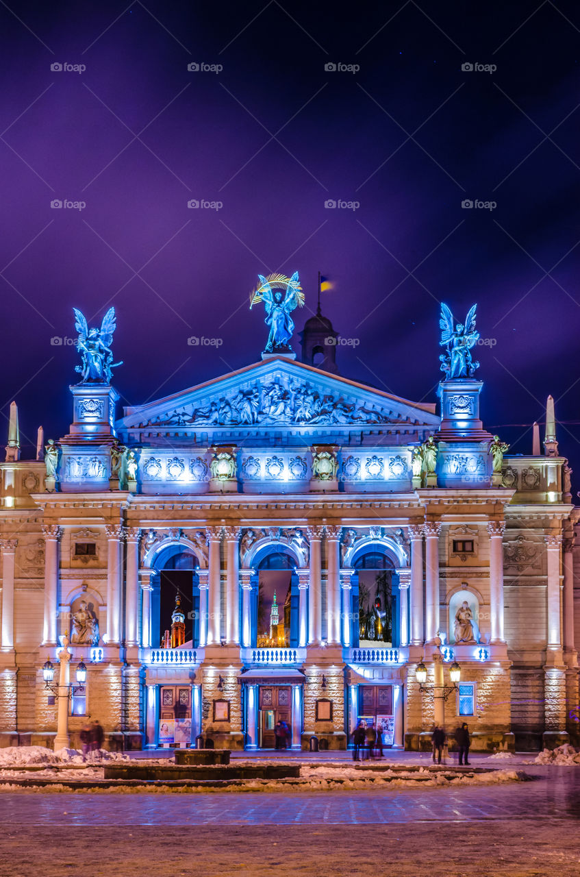 Night Lviv city scene