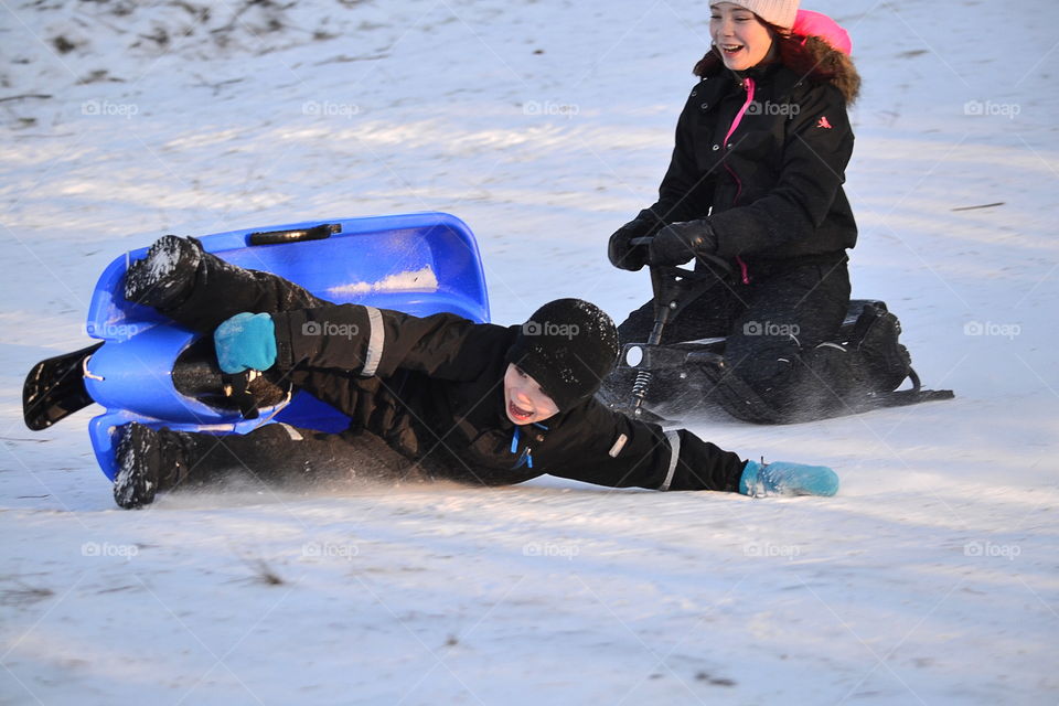 Children having fun in the winter