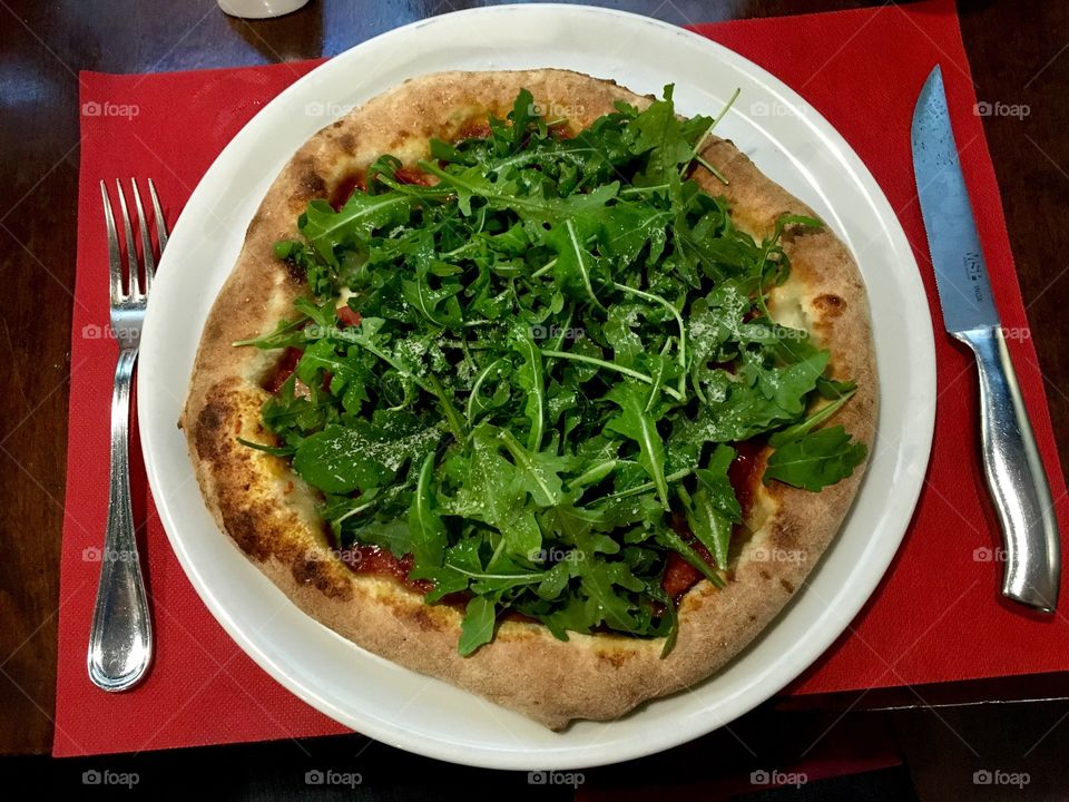 This was the most delicious pizza I have ever had. It was a small restaurant in Verona, Italy.