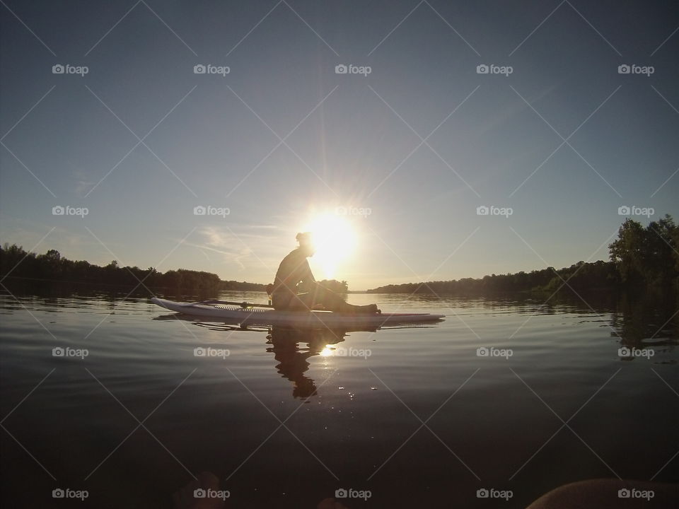 Taking in the sunset. sunset on Potomac with friend