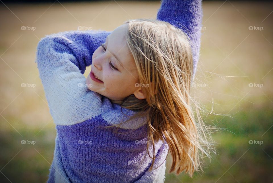 Girl is dancing of joy