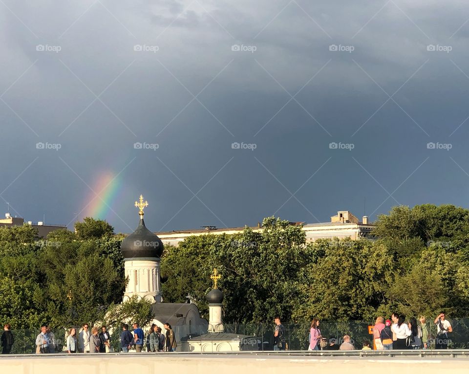 Rainbow over the city