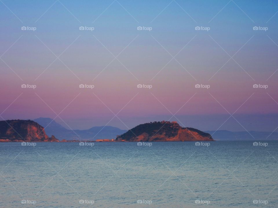 Islet of Nisida and Cape of Posillipo. (Naples - Italy ).