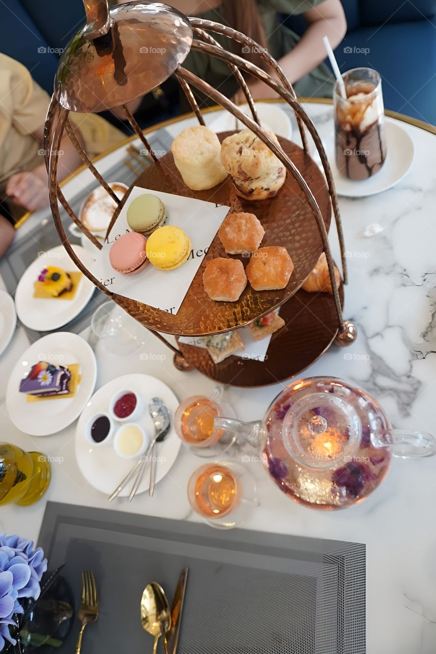 macaroon and sweet dessert tower set