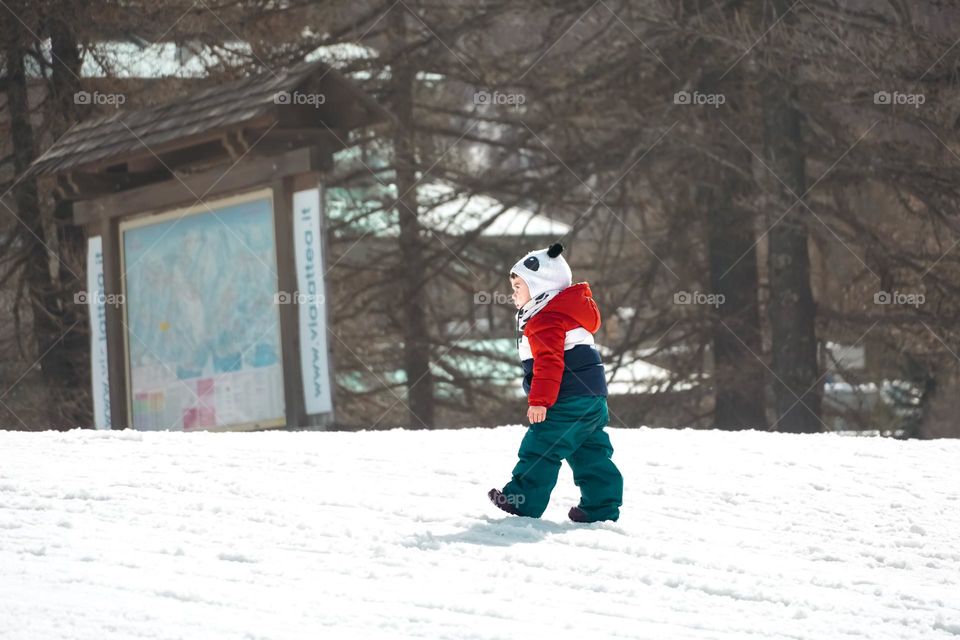 walking through the snow 