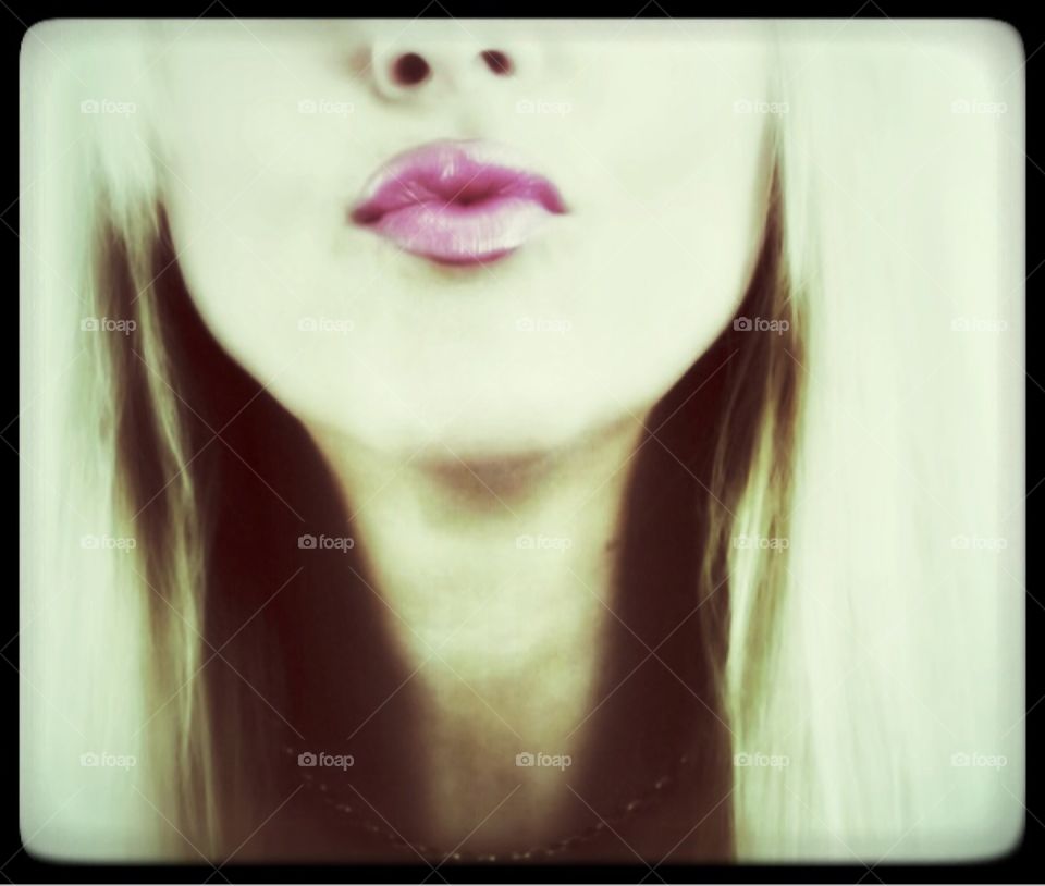 Kiss. Woman blowing kiss