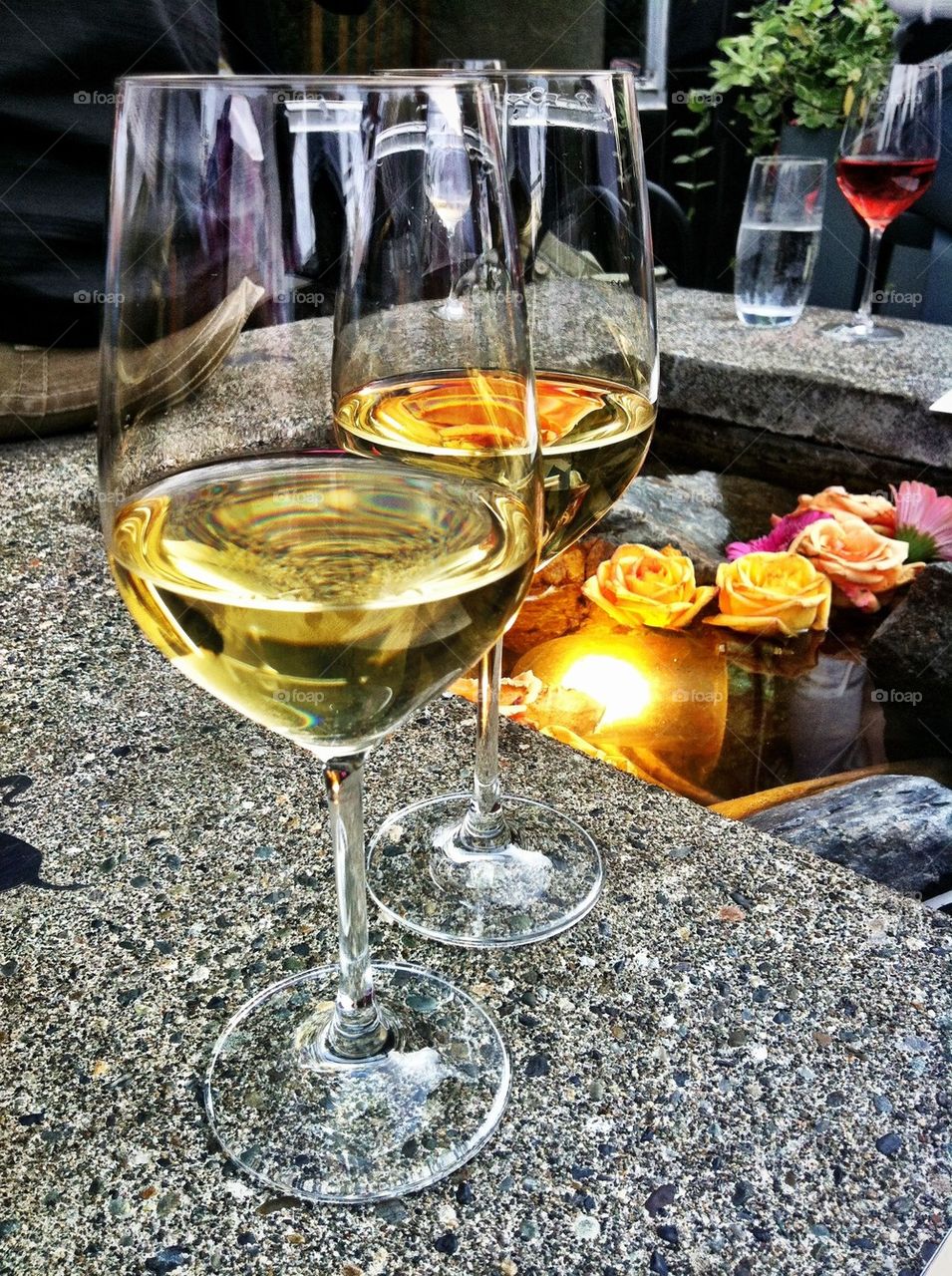 Two glasses of white wine