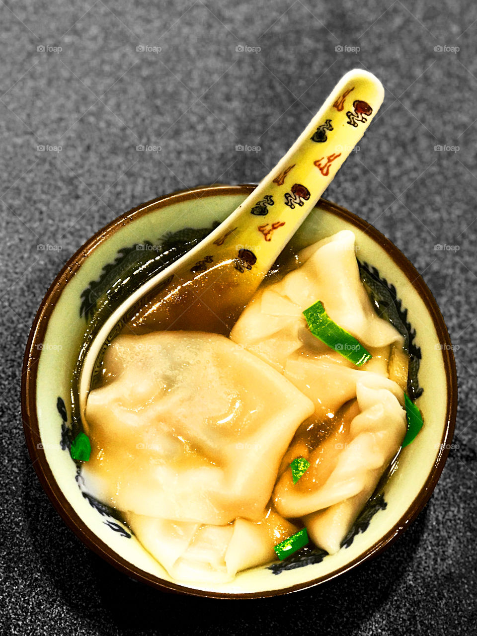 Delicious homemade wonton soup made by my daughter. She learned how to make it in her Global Foods course and made some for her family at home! So good! Yummm! 🍲