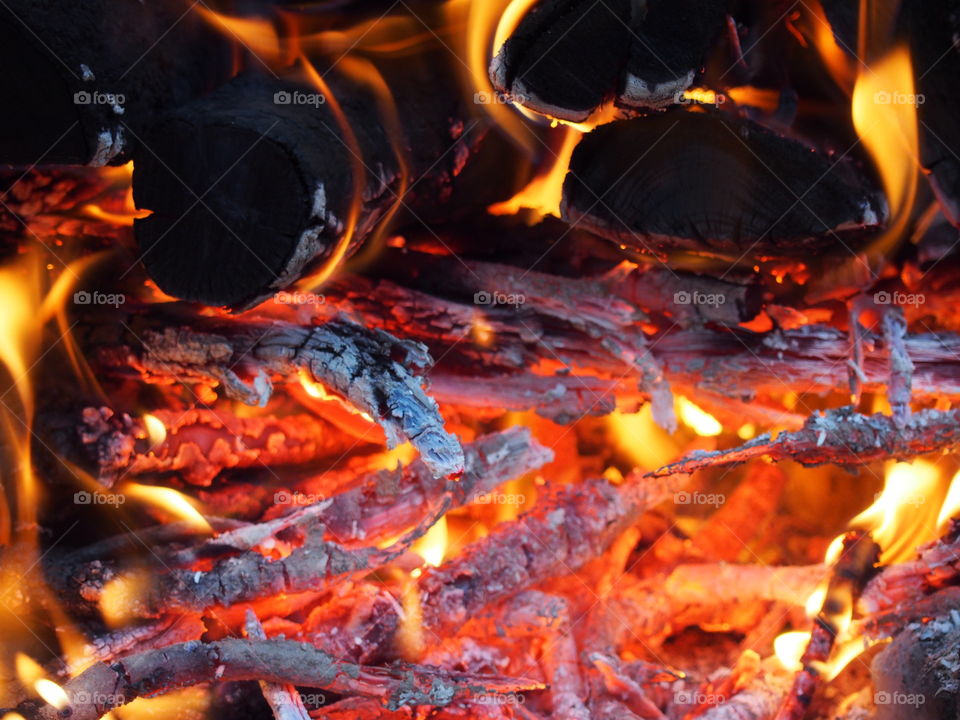 Full frame shot of charcoal fire