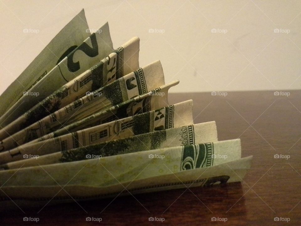 A fan made out of a twenty dollar bill