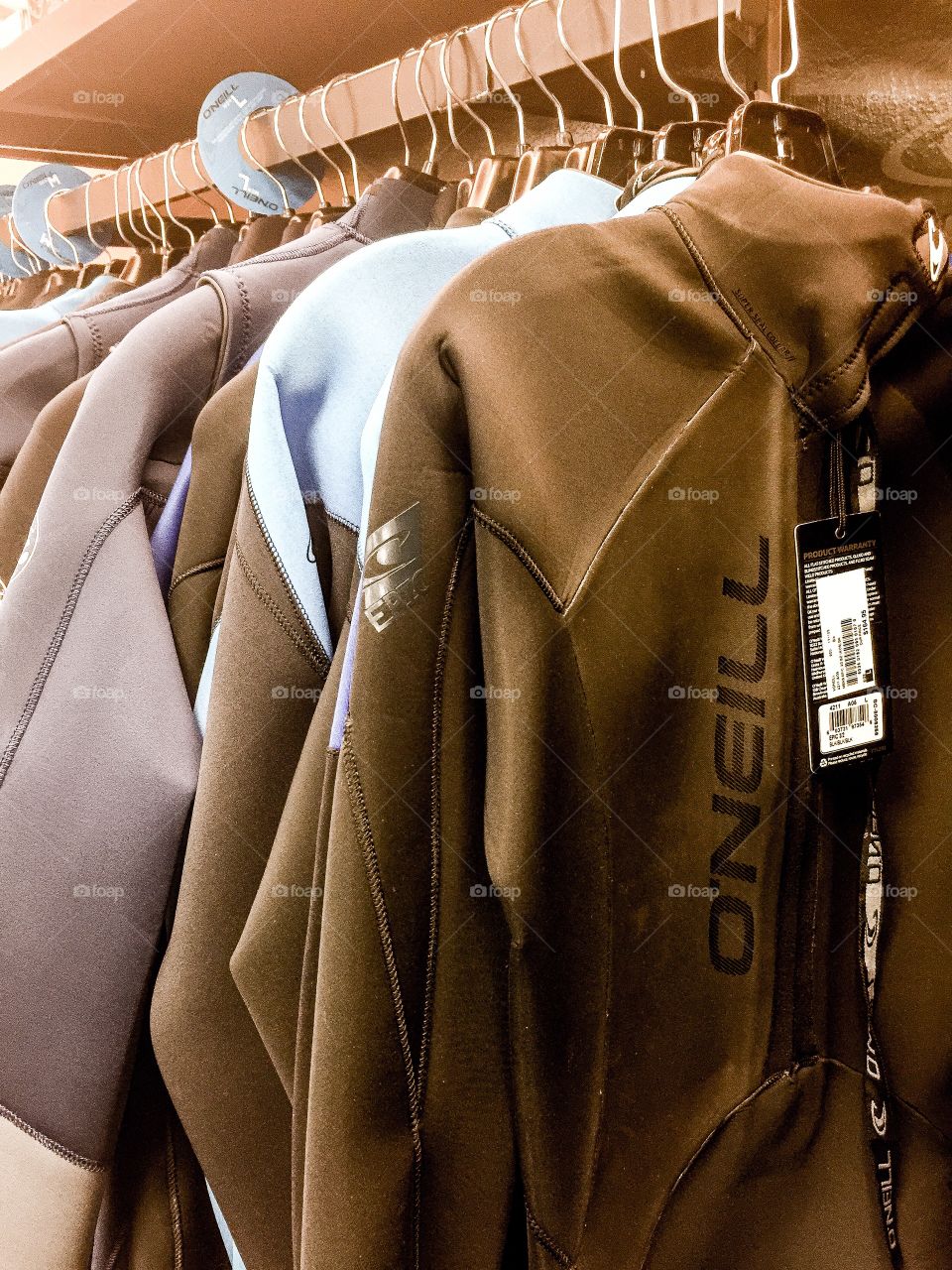 O’Neil wetsuits at local surf shop.