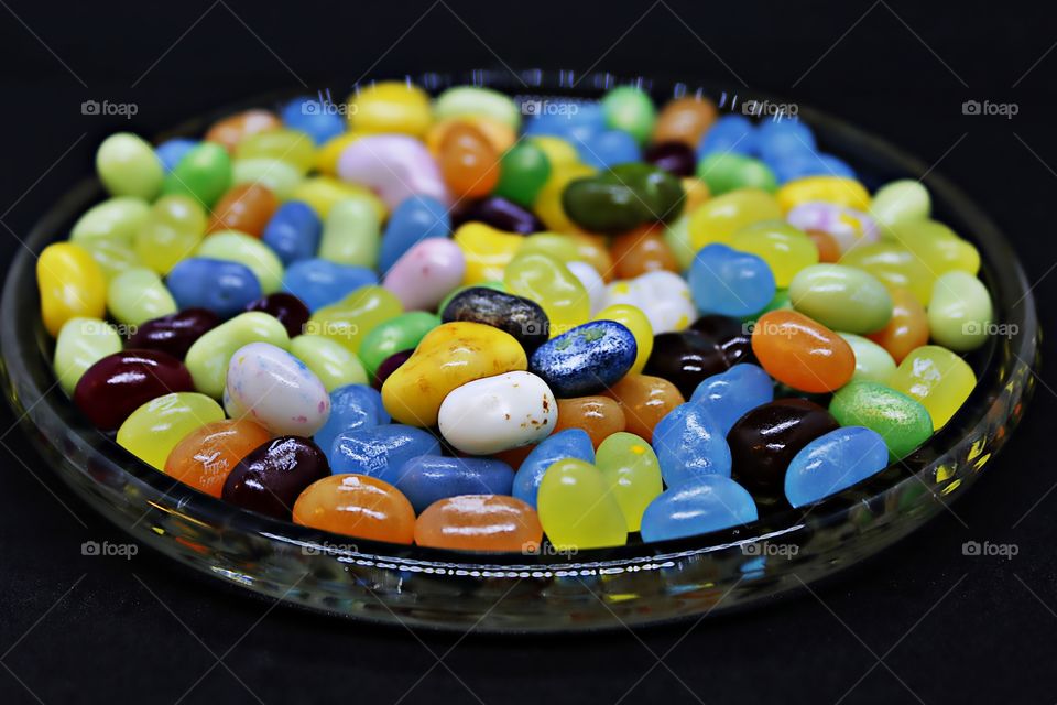 delicious colorful candies in a candy dish waiting to be eaten