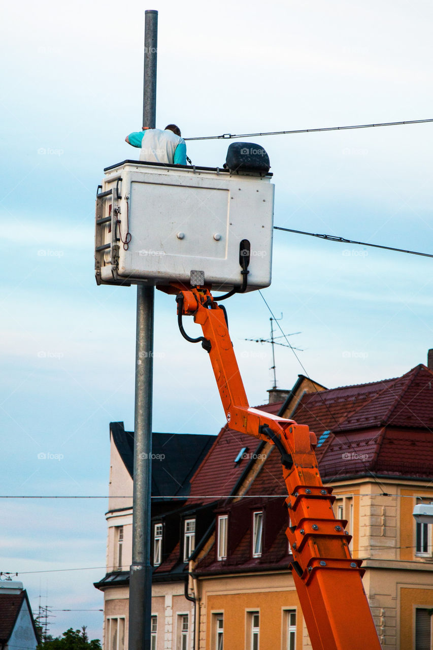 Man working in a crane