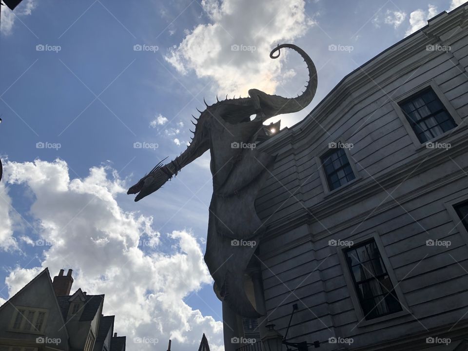 Dragon on top of Gringotts Bank