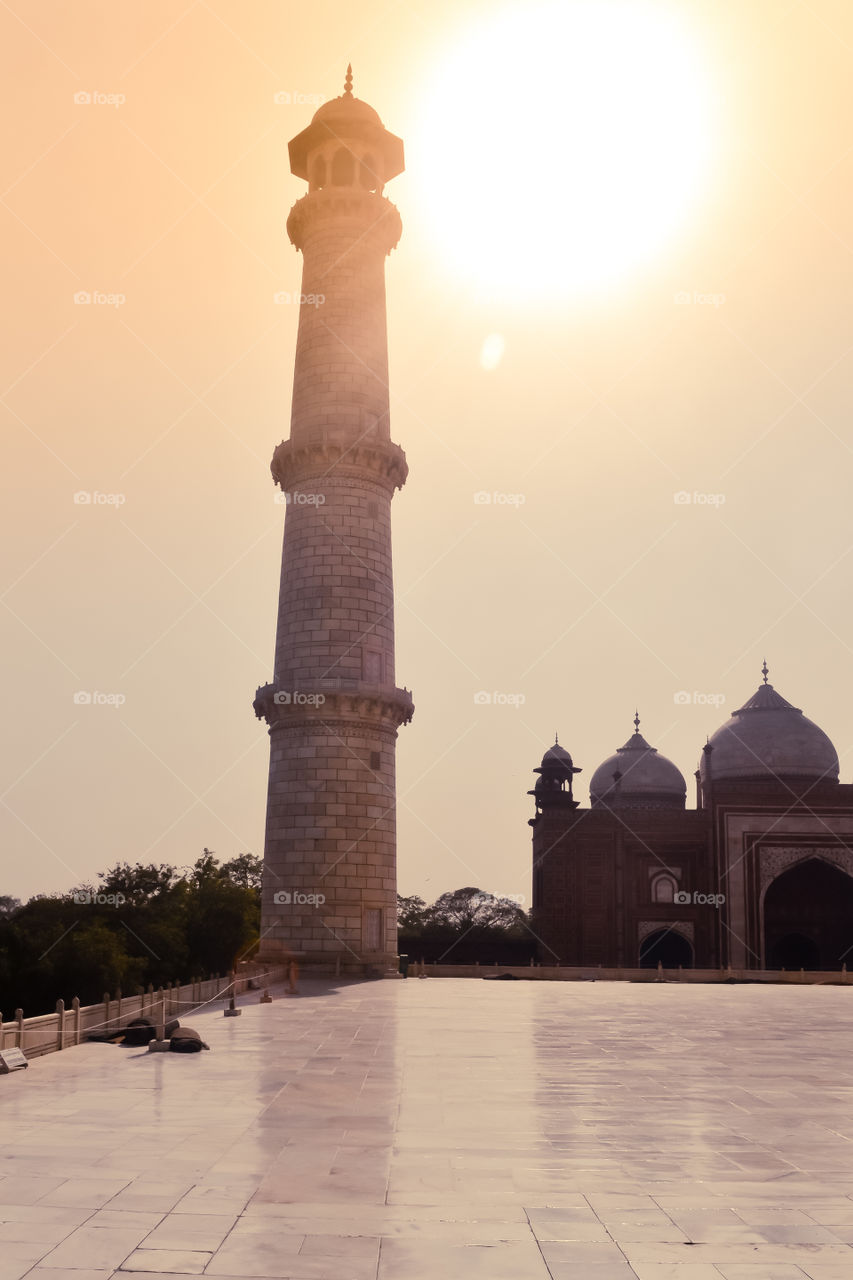 Jama Masjid Delhi India 1 May 2019 - Jama Masjid (Masjid i Jahan Numa), largest mosques in India, built by Mughal Emperor Shah Jahan, with three gates, four towers and two minarets constructed with red sandstone and white marble.