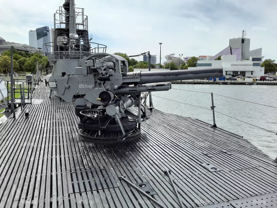 large gun on Navy ship