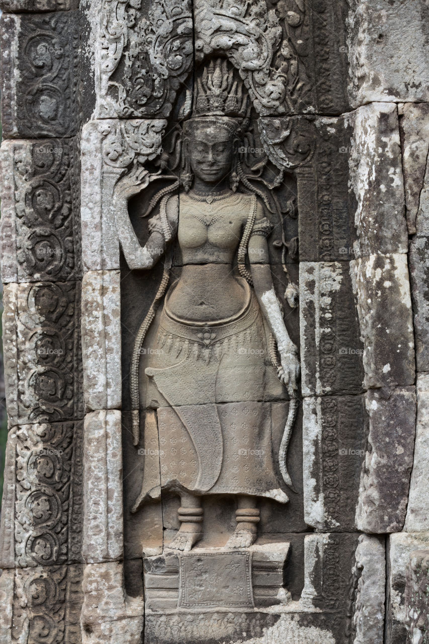 Carving inside temple in Siem Reap Cambodia 