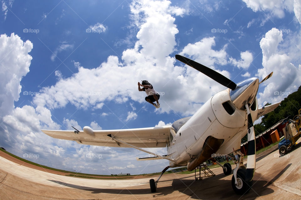 jumping from airplane