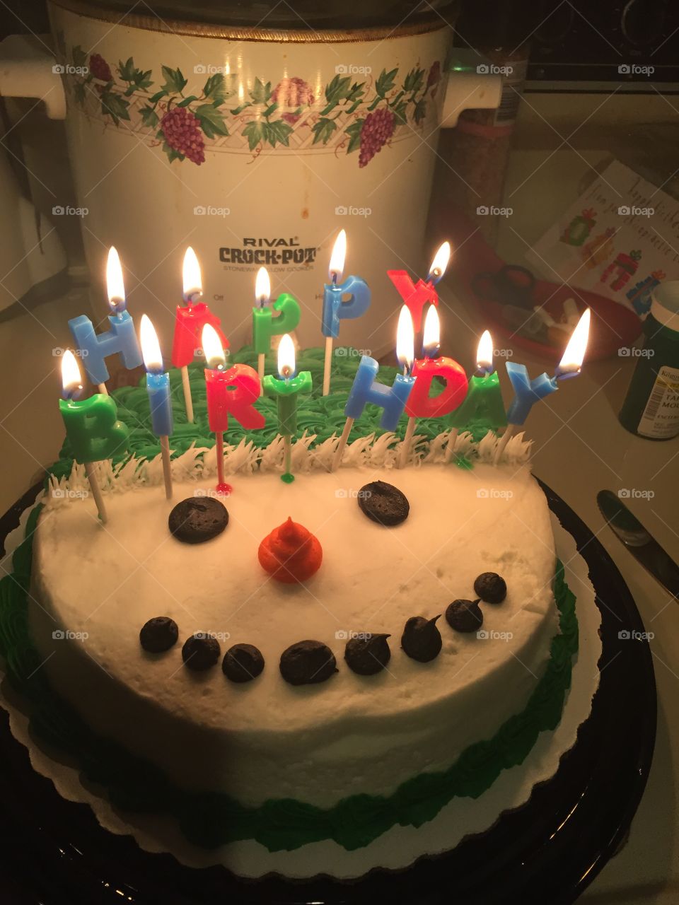 Snowman birthday cake