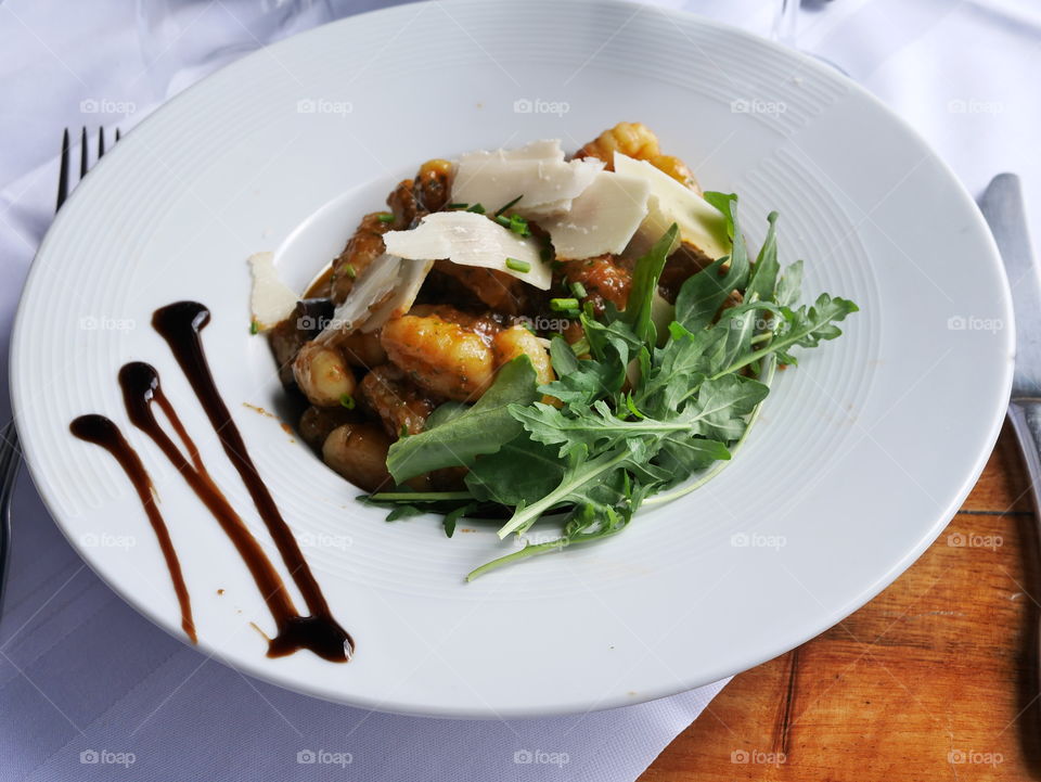 Gnocchi served in plate