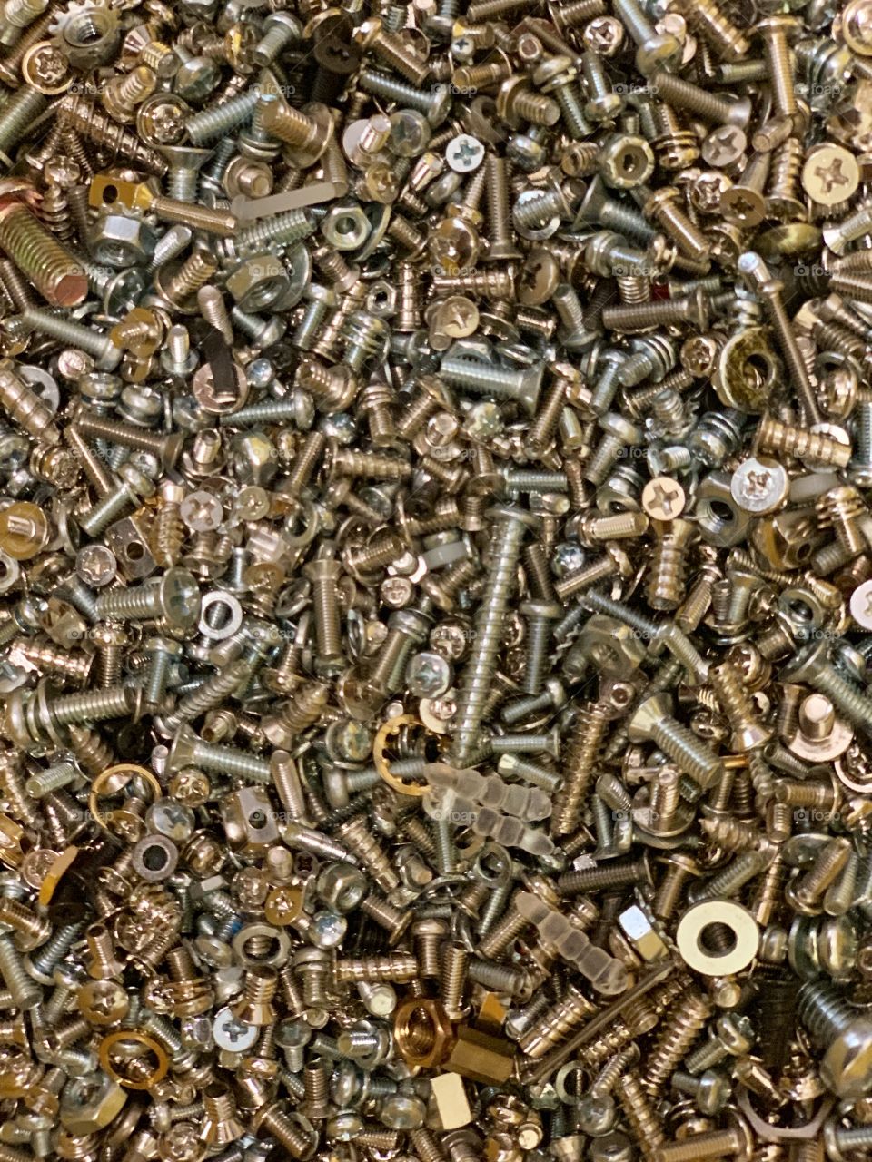 Steel screws background 