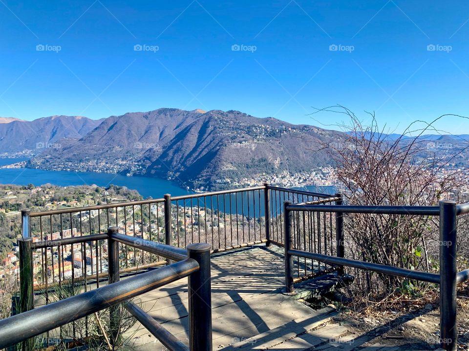 beautiful panoramic balcony overlooking the city and Lake Como