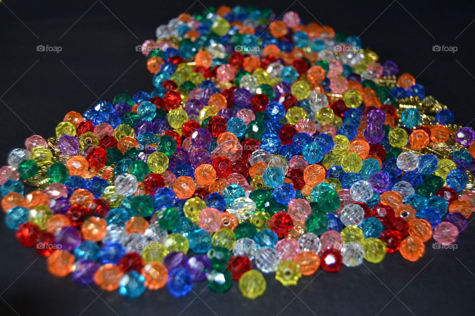 Beads in different colors and shapes