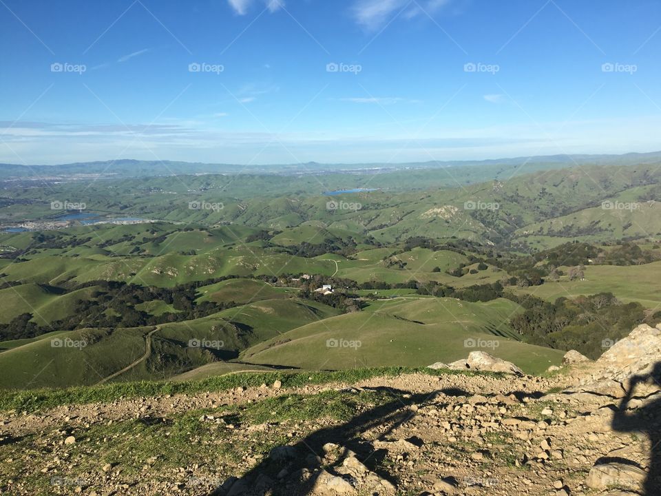 Valley view from Mission Peak in San Jose, California. 