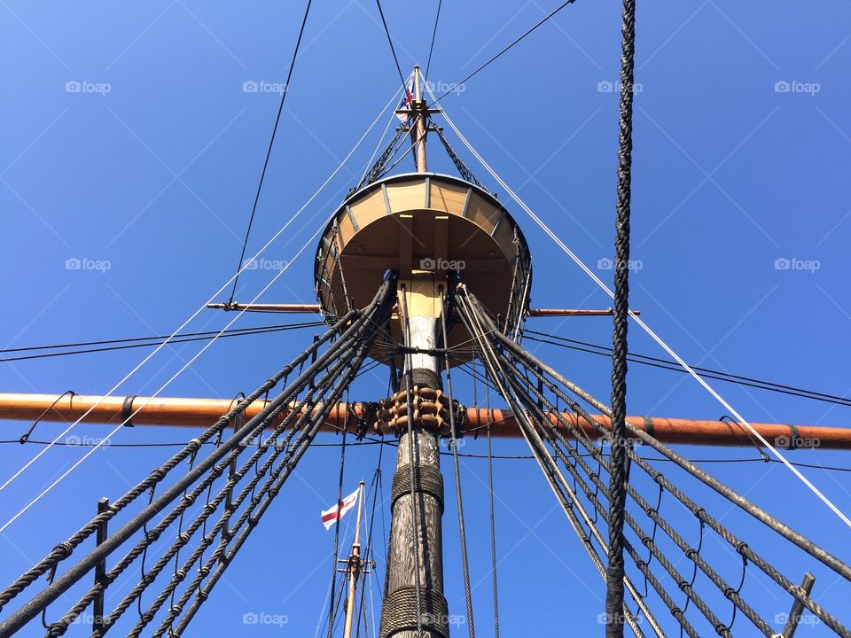 Mast of a vintage ship. Vintage ship mast in cape cod 