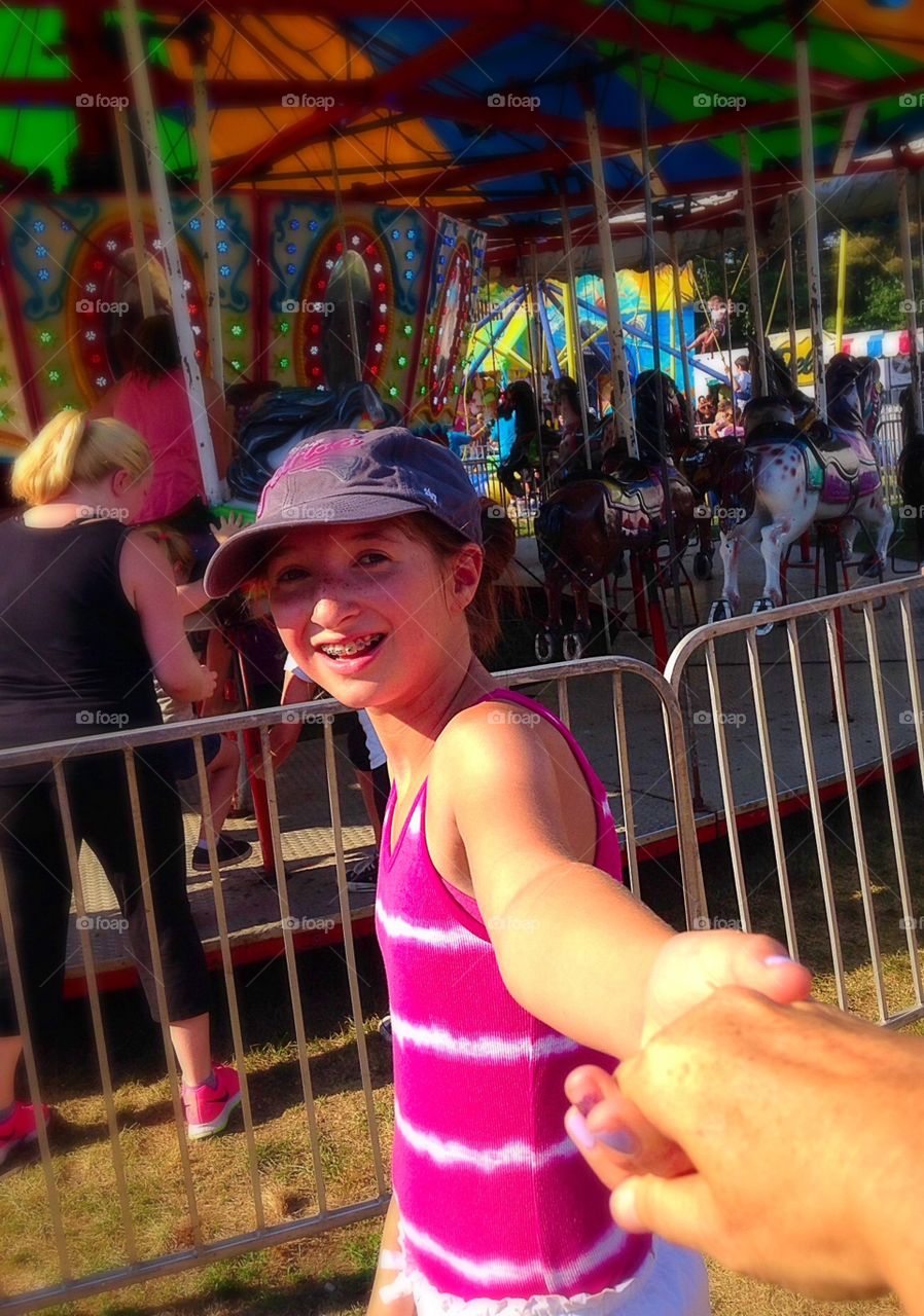 Let's ride the Carousel. Classic ride at the fair - follow me to mission 
