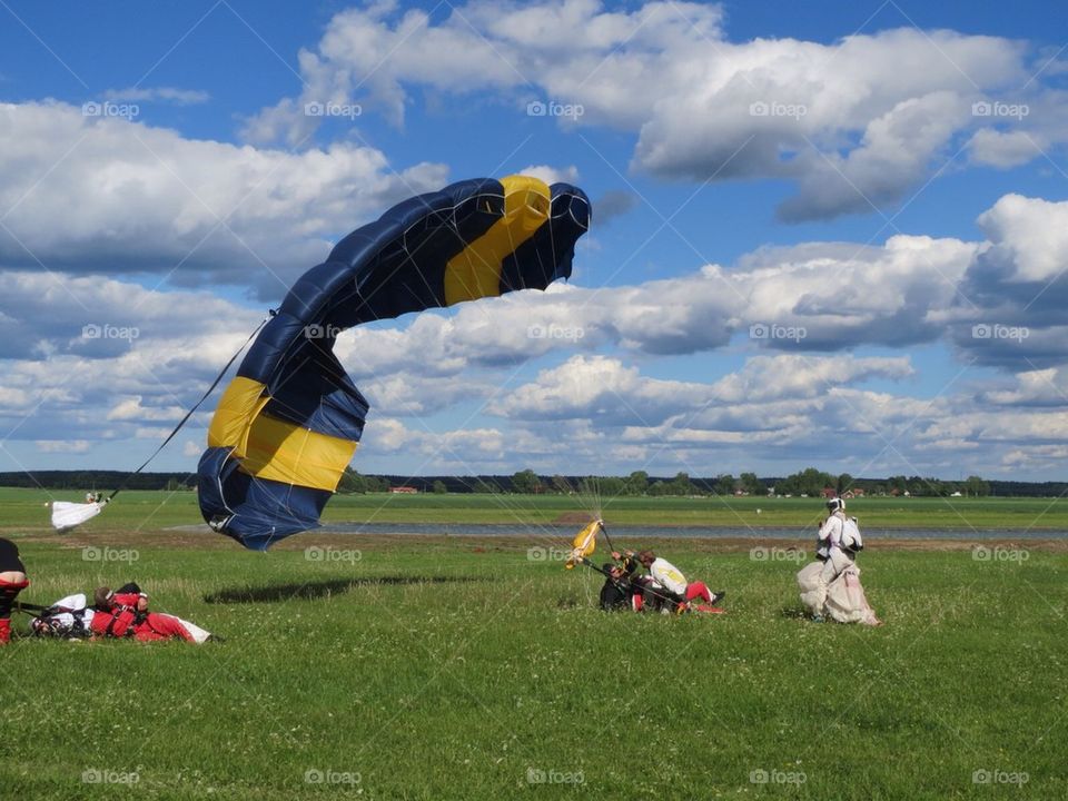 Skydivers just landed