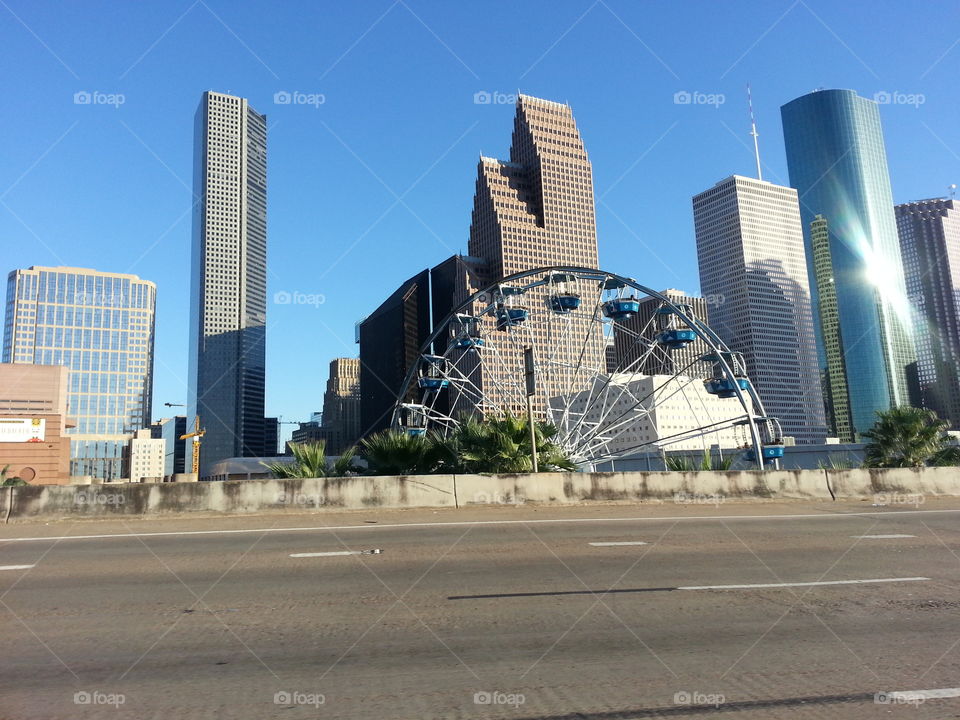 downtown Houston. driving down 45 north headed towards my house