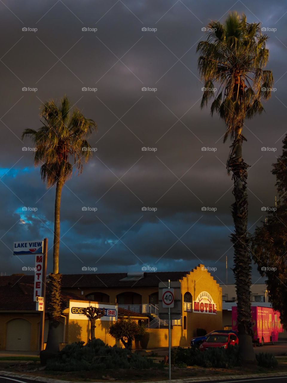 Hotel on a stormy evening