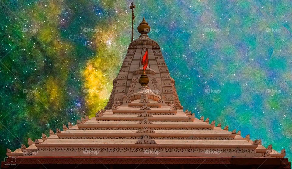 Milky way rising over temple
