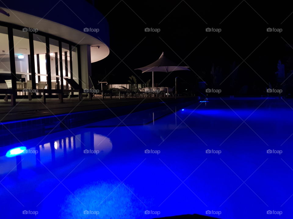 Night view highrise pool