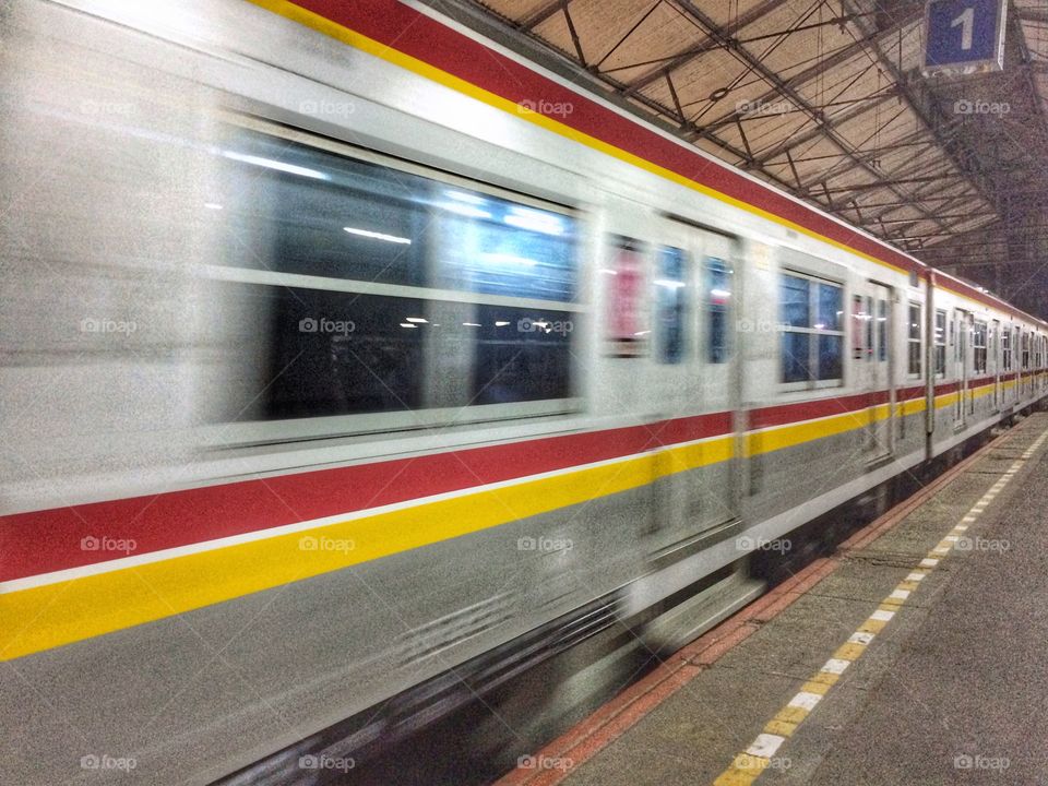 KRL run at Stasiun Jatinegara, East Jakarta
