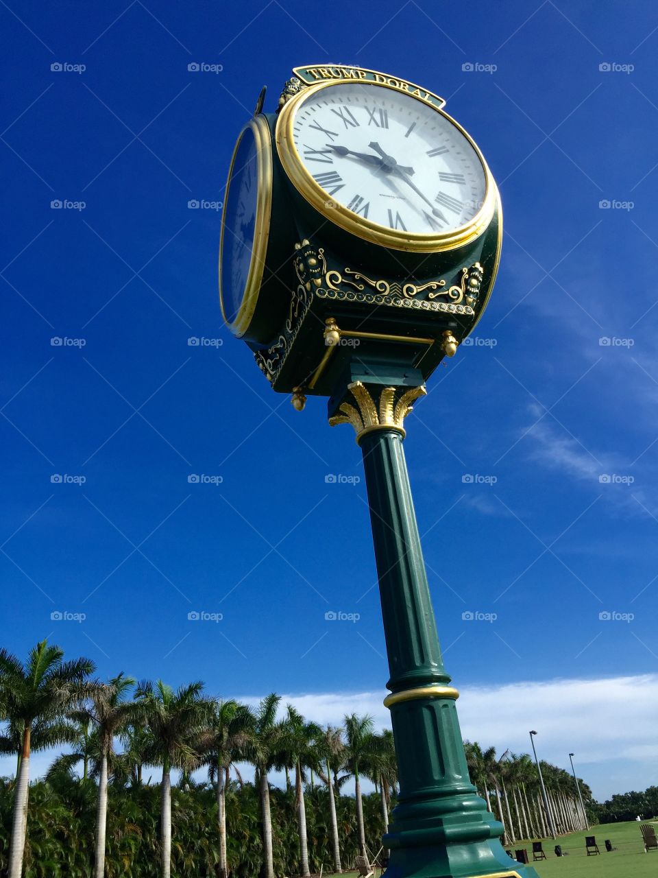 Time. Outdoor clock at Trump Doral golf resort